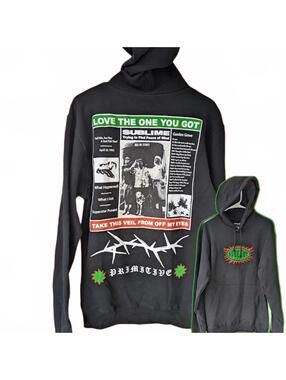 Primitive Sublime Hoodie Mens M Black Rock Band Skate Streetwear Graphic Punk
